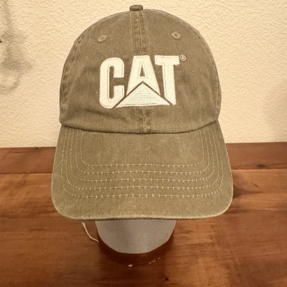 CAT Hat Men OS Olive Strapback Baseball‎ Cap Embroidered Caterpillar